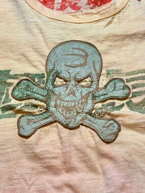 Great China Wall Orange Green Skull Shirt 1999 Size Small EUC